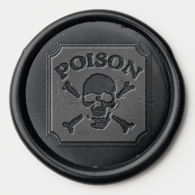 Poison Skull and Crossbones Halloween Design Print Wax Seal Sticker (Front)