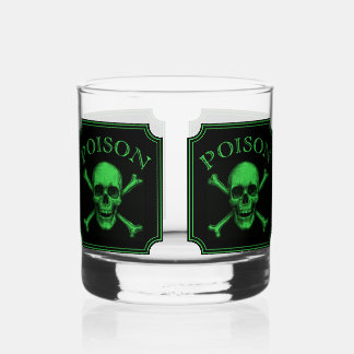Poison Skull and Crossbones Halloween Design Print Whiskey Glass