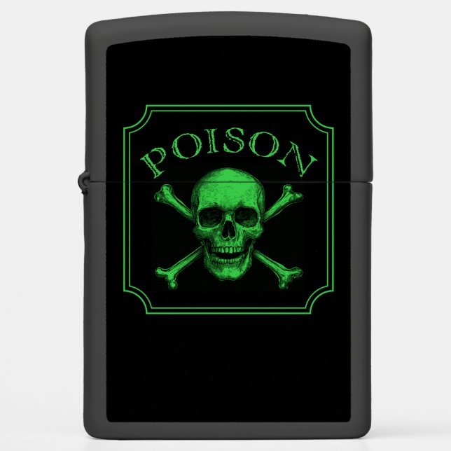 Poison Skull and Crossbones Halloween Design Print Zippo Lighter (Front)