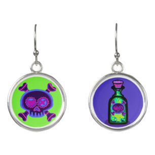 Poison Skull And Crossbones Mismatch Earrings