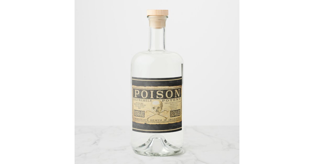 Poison Skull Gothic Apothecary Halloween Liquor Bottle Label | Zazzle