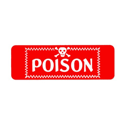 Poison Vintage Red Crossbones Danger Label