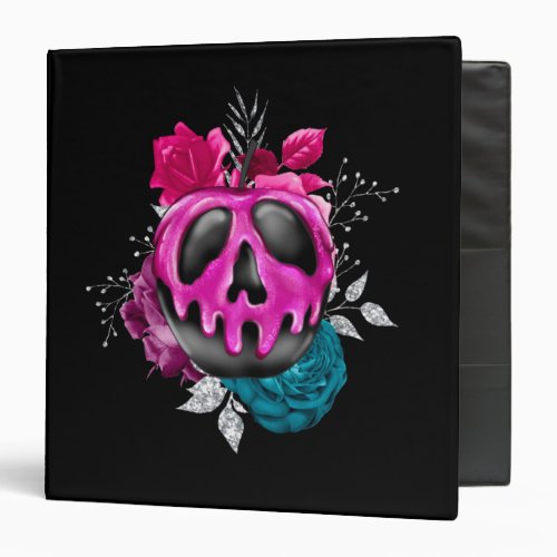 Poisoned Candy Apple With Flowers Metal 3 Ring Binder