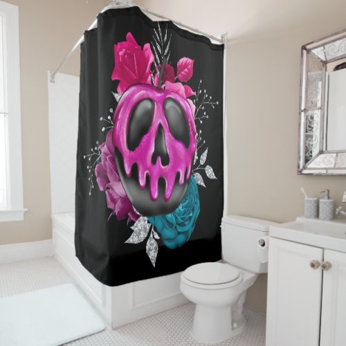 Poisoned Candy Apple With Flowers Shower Curtain