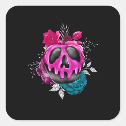 Poisoned Candy Apple With Flowers  Square Sticker