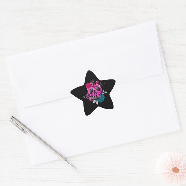 Poisoned Candy Apple With Flowers Star Sticker (Envelope)