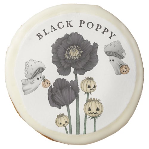 Poisonous Black Poppy Plant with Ghosts Halloween Sugar Cookie