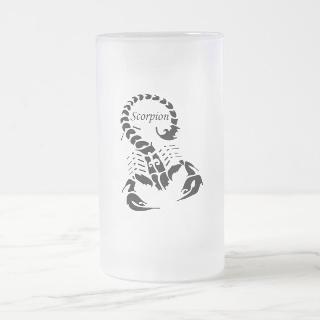 Poisonous scorpion very venomous arachnid insect frosted glass beer mug (Center)