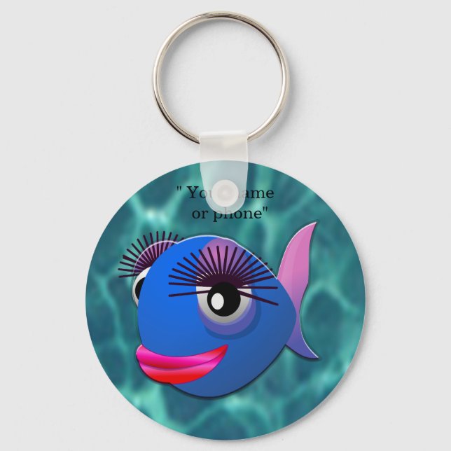 Poisson bleu stylisé keychain (Front)