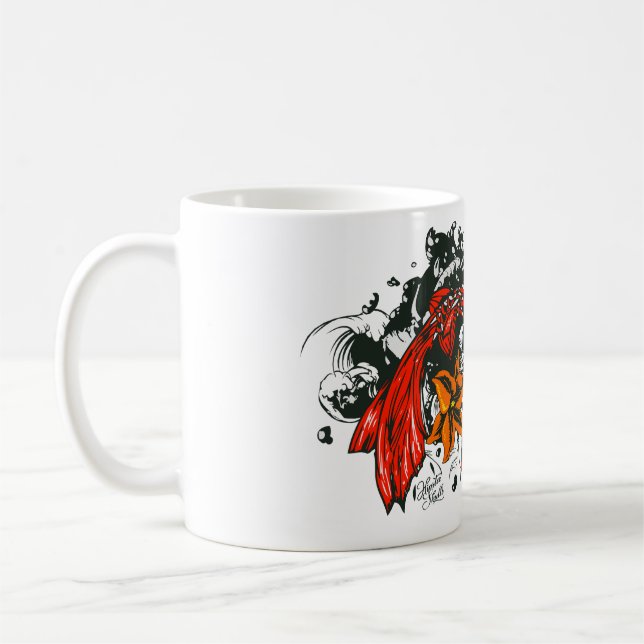Poisson koi fish tattoo old school style coffee mug (Left)