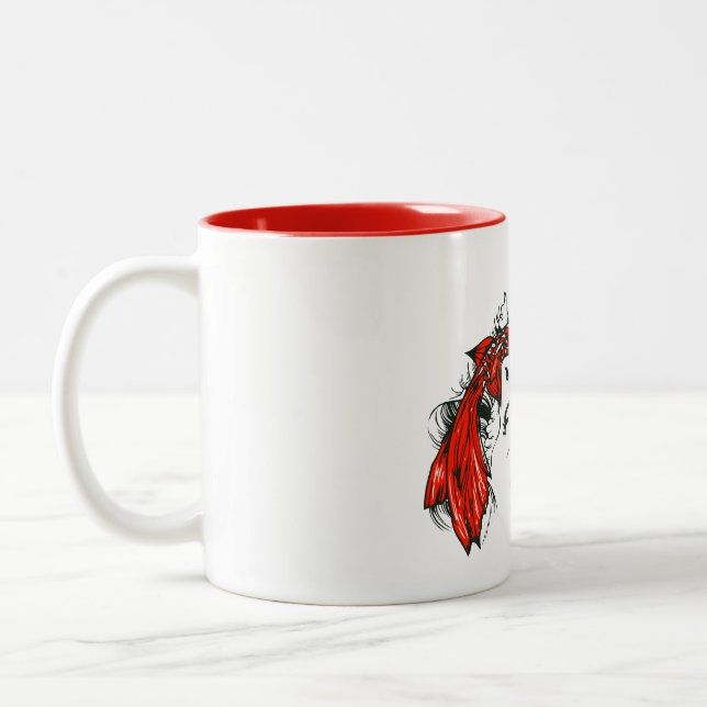 Poisson koi tattoo fish style old school Two-Tone coffee mug (Left)