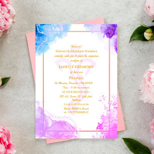 Poite Janeu Upanayanam Hindu Holy Thread Blue Gold Invitation