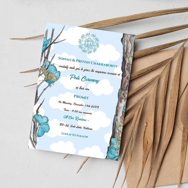 Poite Janeu Upanayanam Hindu Holy Thread Butterfly Invitation (Creator Uploaded)