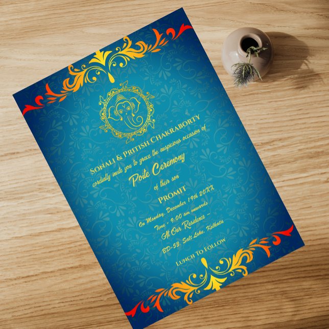 Poite Janeu Upanayanam Hindu Holy Thread Floral Invitation (Creator Uploaded)