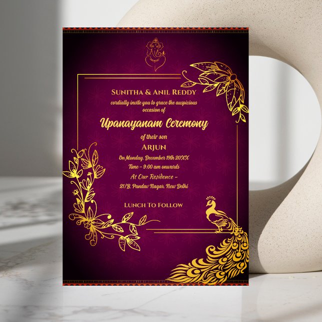 Poite Upanayanam Holy Thread Janeu Hindu Ceremony Invitation (Creator Uploaded)