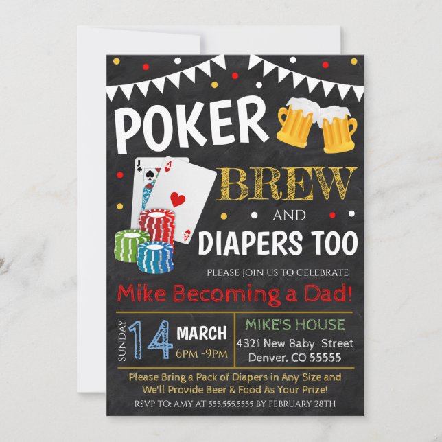 Poke and Beer Baby Shower Invitation (Front)
