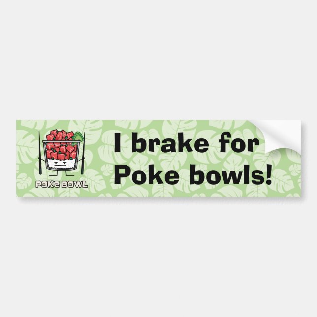 Poke bowl Hawaii raw fish salad chopsticks aku Bumper Sticker (Front)