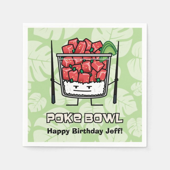 Poke bowl Hawaii raw fish salad chopsticks aku Paper Napkins (Front)