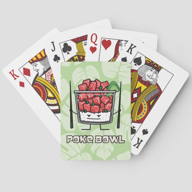 Poke bowl Hawaii raw fish salad chopsticks aku Poker Cards (Back)