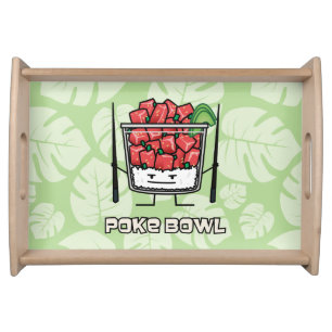 Poke bowl Hawaii raw fish salad chopsticks aku Serving Tray