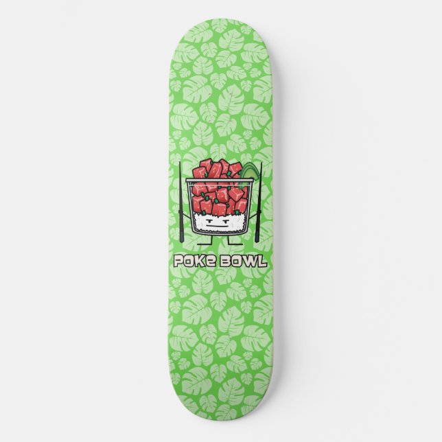 Poke bowl Hawaii raw fish salad chopsticks aku Skateboard Deck (Front)
