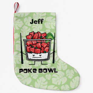 Poke bowl Hawaii raw fish salad chopsticks aku Small Christmas Stocking