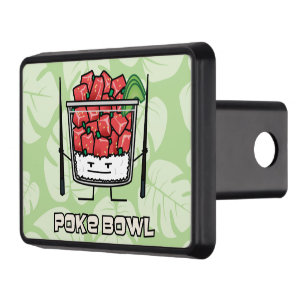 Poke bowl Hawaii raw fish salad chopsticks aku Trailer Hitch Cover