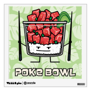 Poke bowl Hawaii raw fish salad chopsticks aku Wall Decal