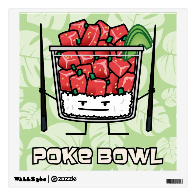 Poke bowl Hawaii raw fish salad chopsticks aku Wall Decal (Front)