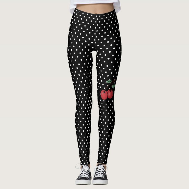 poke dots with cherry accent leggings (Front)