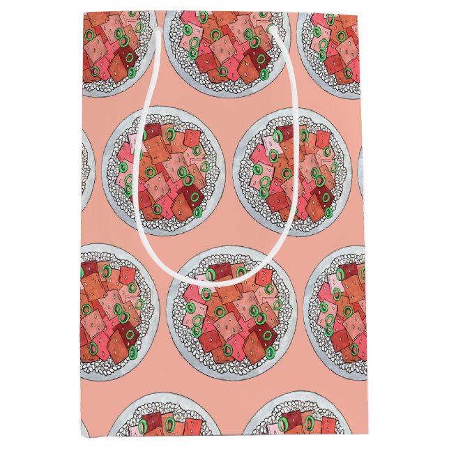 Poké Hawaiian Food Raw Fish Ahi Tuna Poke Bowl Medium Gift Bag (Front)
