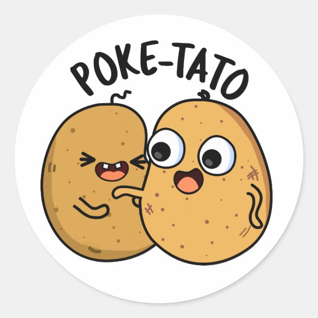 Poke-tato Funny Potato Pun  Classic Round Sticker (Front)
