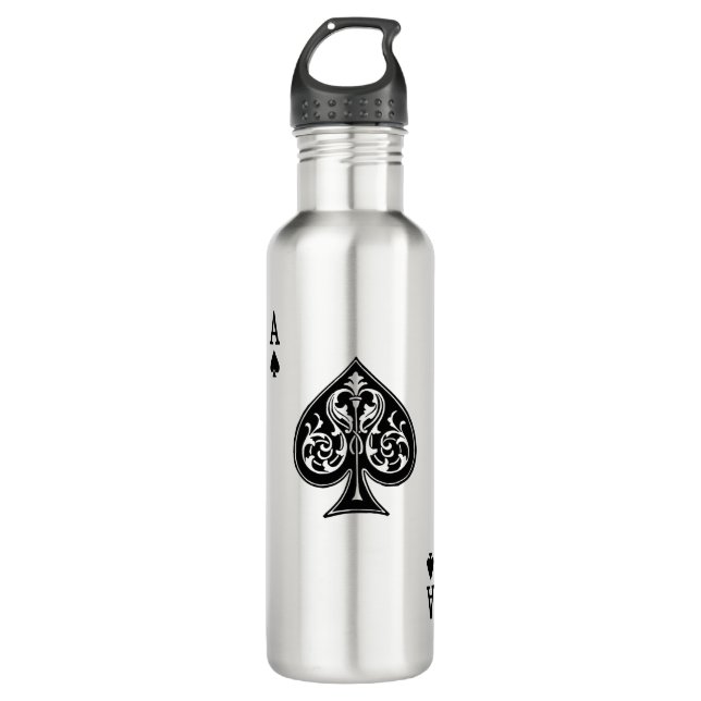 Poker Ace Card Stainless Steel Water Bottle (Front)