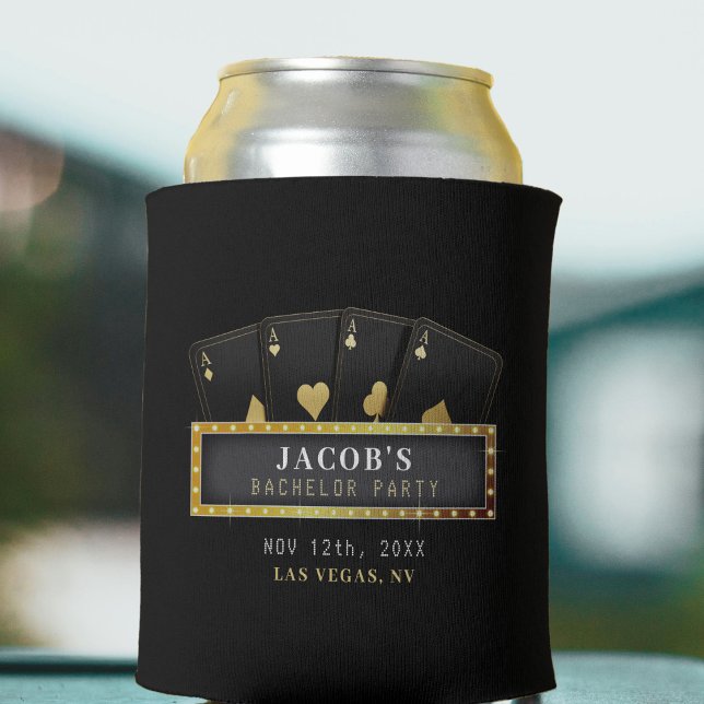 Poker Aces Black & Gold Bachelor Party Can Cooler (Poker Aces Black & Gold Bachelor Party Can Cooler
)