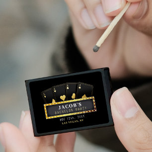 Poker Aces Black & Gold Bachelor Party Matchboxes