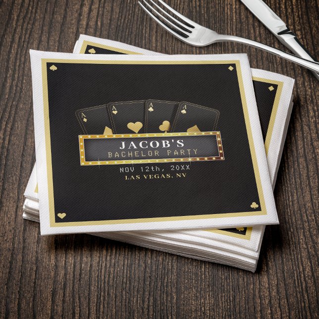 Poker Aces Black & Gold Bachelor Party Napkins (Poker Aces Black & Gold Bachelor Party Napkins
)