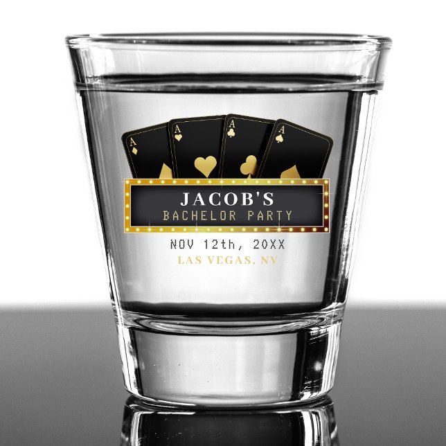 Poker Aces Black & Gold Bachelor Party Shot Glass (Poker Aces Black & Gold Bachelor Party Shot Glass
)