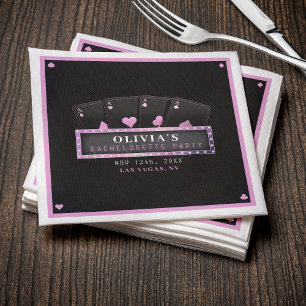 Poker Aces Pink & Black Bachelorette Party Napkins