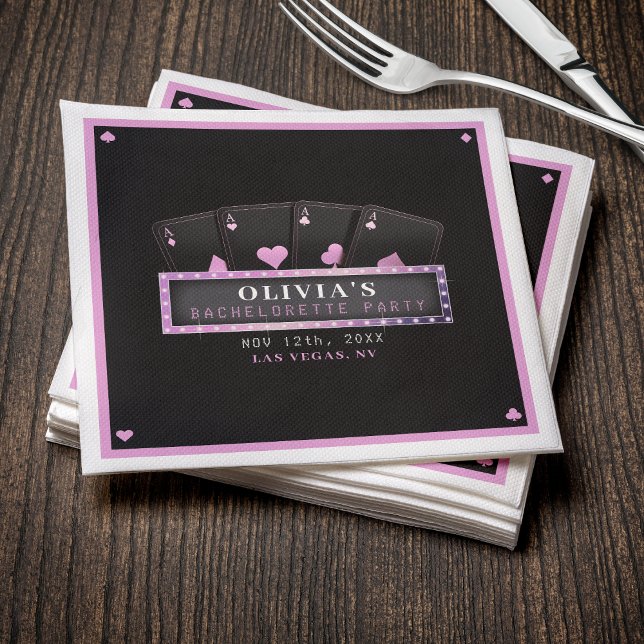 Poker Aces Pink & Black Bachelorette Party Napkins (Poker Aces Pink & Black Bachelorette Party Napkins
)