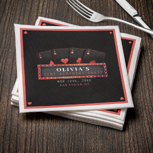 Poker Aces Red & Black 21st Birthday Party Napkins