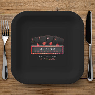 Poker Aces Red & Black 21st Birthday Party Paper Plates