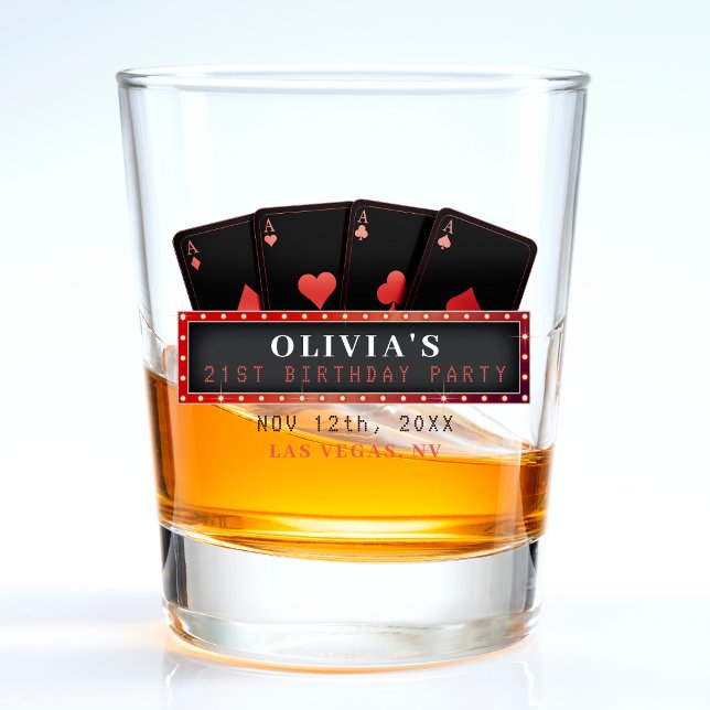 Poker Aces Red & Black 21st Birthday Party Shot Glass (Poker Aces Red & Black 21st Birthday Party Shot Glass
)