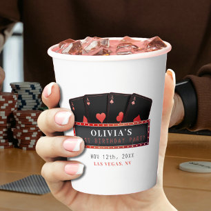 Poker Aces Red & Black 21st Birthday Party White Paper Cups