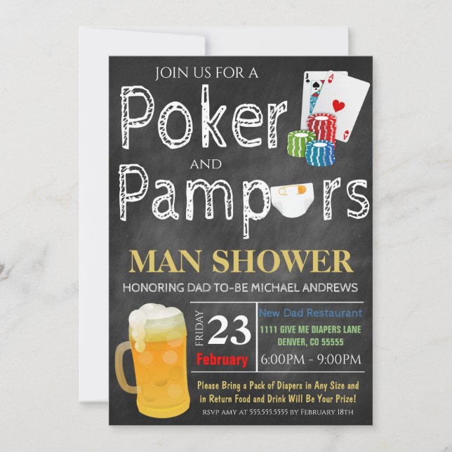 Poker and Beer Baby Shower Invitation (Front)