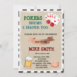 Poker and Beer Baby Shower Invitation