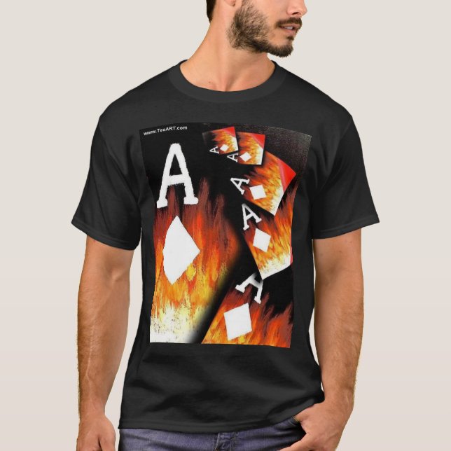 Poker Art Decor T shirt Aces of Diamonds Collage (Front)