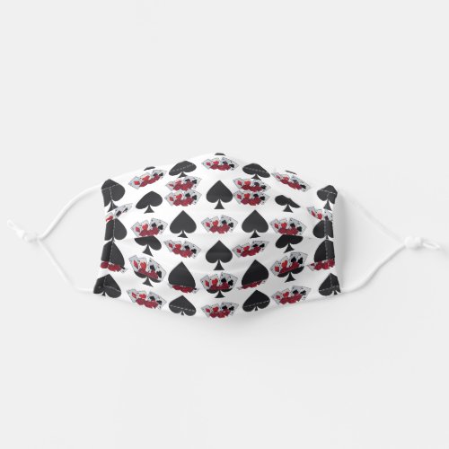 Poker Black Spades and Red Cards Pattern Adult Cloth Face Mask