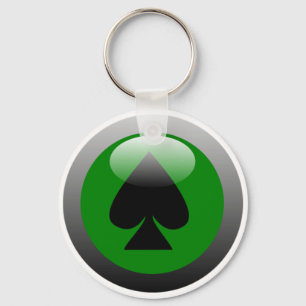 Poker Button - Spade  Keychain