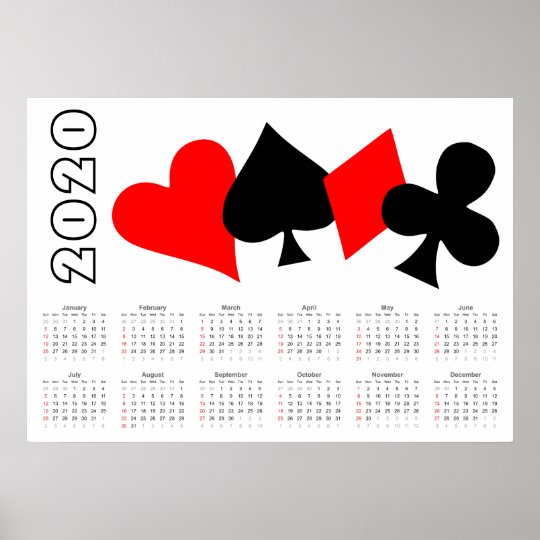 Poker Calendar 2020 Poster