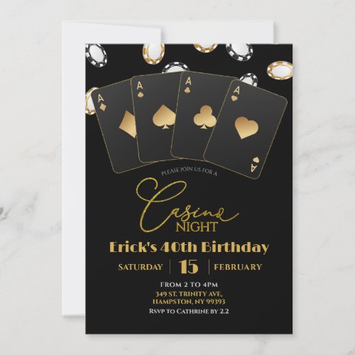 Poker Card Casino Night 40th 50th Adult Birthday
